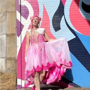 New York Couture Reworked DREAMY Pink Victorian Bustier PARTY Dress
